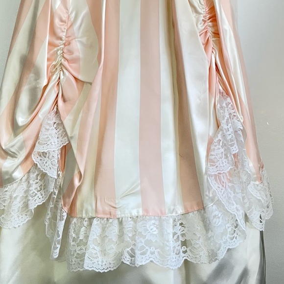 Vintage 1980s Jessica McClintock Gunne Sax Cottagecore Pink White Prom Dress 9 - Picture 6 of 13